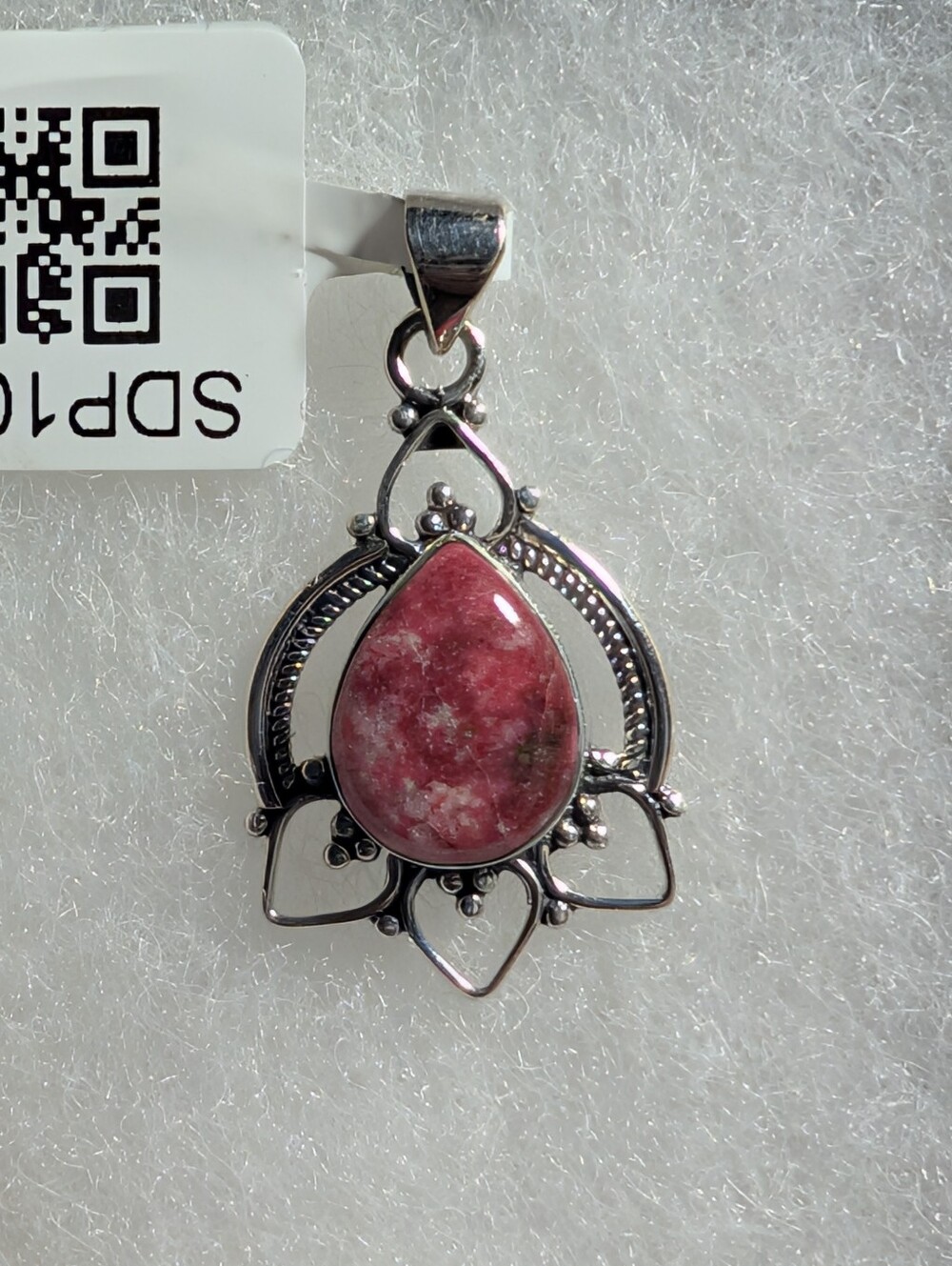 Natural Pink Thulite Pendant, Norway- 925 Sterling Silver